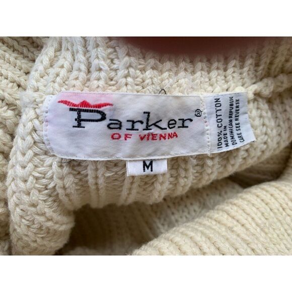 Chunky Knit  Women"s Turtleneck Sweater In Cream By Parker of Vienna Size Medium - Picture 15 of 16